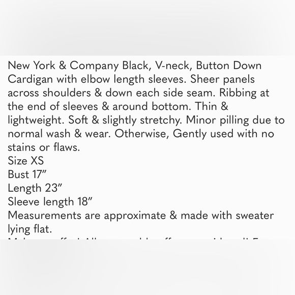 New York & Company Black Sheer Panel Cardigan Size XS P-15 - Picture 15 of 15